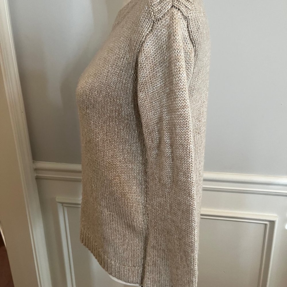 WHITE HOUSE BLACK MARKET Pullover Gold Sparkle Wool Blend Boat Neck X-Small - Picture 2 of 3